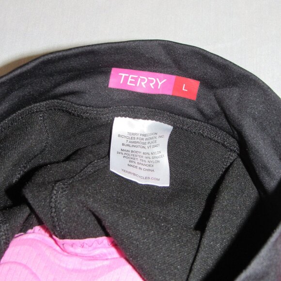NWT TERRY GRAND TOURING Padded Cycling Shorts Women's sz L Black Pockets - Picture 4 of 7